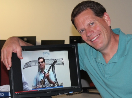 Steve Sodergren, mathematics instructor at Allens Burlingame Campus, poses with his alter ego, Al G. Bra, who sings in a YouTube video.