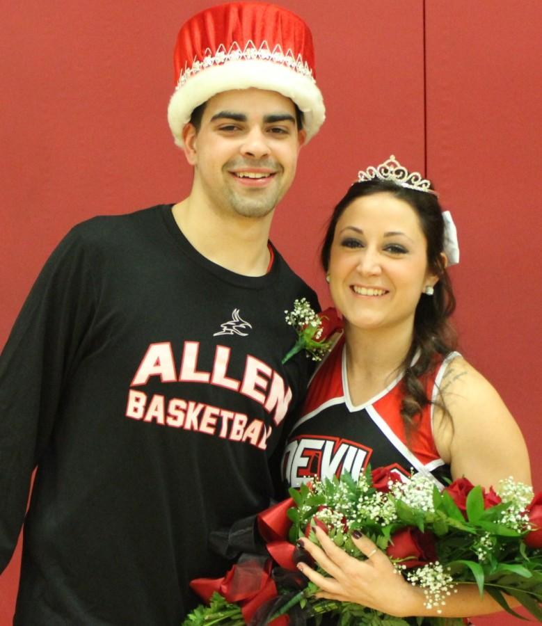 Cassandra+Johnson+and+Joshua+Sweet%2C+both+sophomores+from+Topeka%2C+represent+Allen+Community+College+as+2015+Homecoming+queen+and+king.+They+were+crowned+during+the+basketball+games+on+Feb.+11.