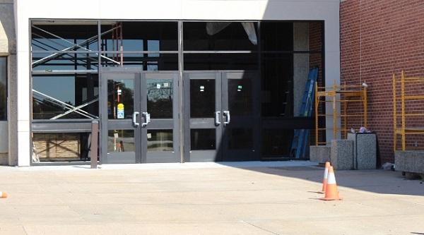 The west entryway to C Complex of Allens gymnasium is among areas being renovated as part of a recent construction project.