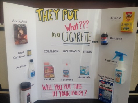 This poster made by local middle school students campaigns against tobacco and is in the Iola office of Bobbi Bonds, Community Health Educator for Thrive Allen County.