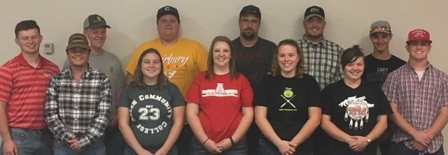 Allens Livestock Judging Team consists of, back row from left, Reece Mader, Mason Plunk, Kyle Bauer), Brandon Curry, Brian Palmer, and Michael Mcfarland. Front from left are Quentin Haas, Jenna Thurman, Gentri Collins, Bailey Corwine, Reba McCarty, and Blayne Richardson. Not pictured is Stephanie Riegel.
