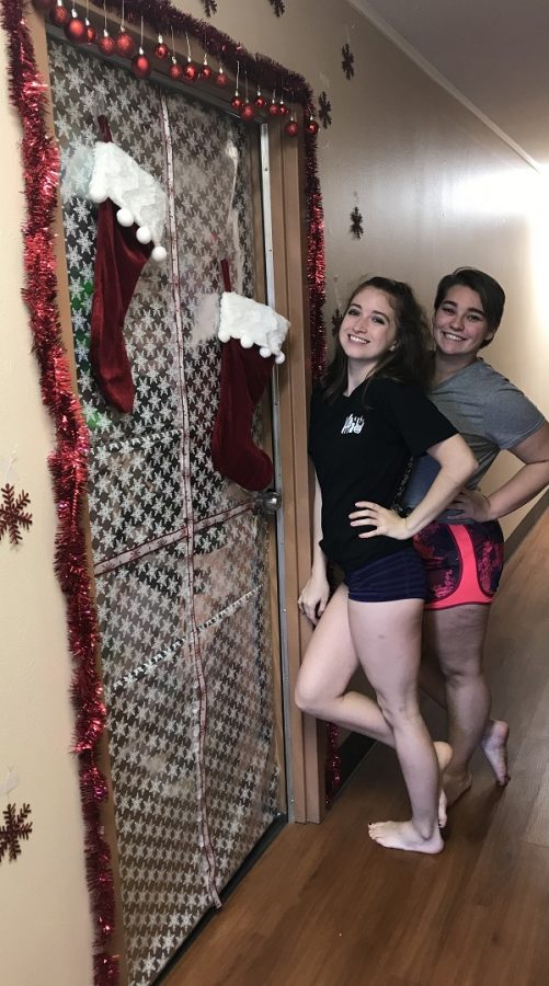 
Chelsea King and Mikaela Cofer have elaborated decorated their residence hall door for Christmas.

