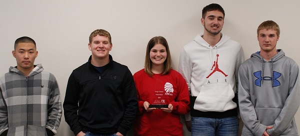 Members of the winning Math Relays team from Osage City High School were, from left, Aiden Liang, Weston Littrell, Jordan Hon, Tyson Wilkins and Rider Nettleton.
