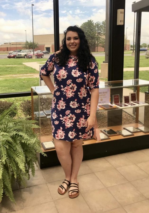 Temaat loves dressing up for her internship at Thrive Allen County, and various events that she attends during the school year. Here, she poses in the Tech Building at Allen where she spends a lot of time for classes and theater productions. 