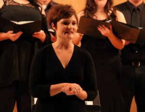 Adrienne Fleming is the new vocal music instructor at Allen, and conducted her first performance with the college earlier this month at the Bowlus Fine Arts Center.