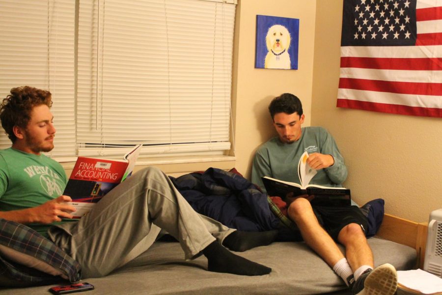 Baxter Mays and Tyler Turner enjoy studying in the comfort of the Red Devil Duplexes.