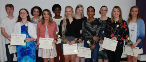 The Burlingame Campus of Allen Community College had its spring induction of Phi Theta Kappa members on April 7. Pictured are, back row from left, Seth Martin, Brittnee Bonner, Faith Ngibuini, Victoria Schwinn, Katie Oehrig and Lauren Falk; front from left, Auralee Pritchard, Brittnee Smith, Hannah Simnitt, Laikyn Smittick and Kayla Mora. The Burlingame chapter of the honor society is led by instructors Sharon Lawless, Doug Joseph and Erin O’Keefe.