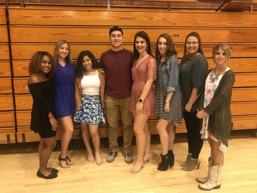 Cheerleaders and Allen Firestarters Daryona Chambers, Emma Weseloh, Aldina Rigini, Mikey Bruner, Samantha Nickel, Kyleene Bridges, Taylor Stout, and Chaney Jo Besack attended the Endowment Luncheon in the fall of 2018.