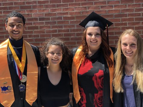 Imani Lemon, Cristal Macias, Lindsey Temaat, and Kussatz, who became best friends early in their freshman year, smile on their graduation day last weekend.