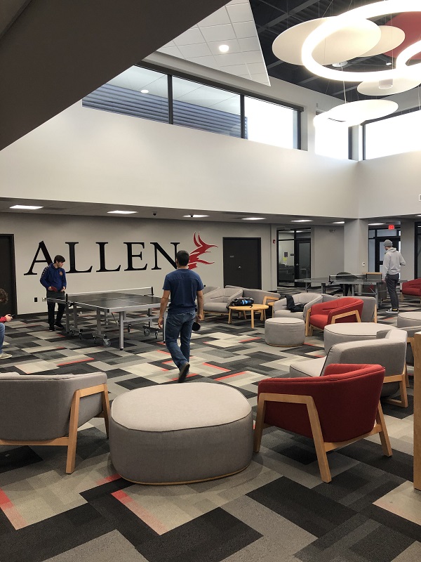 Allen students relax in between classes in the Student Center.