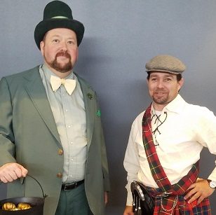 Allen instructors Erik Griffith, left, and Josh Boyd represent Ireland and Scotland, respectively, in their Halloween costumes.