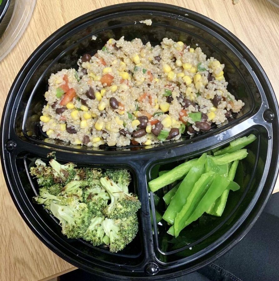 Southwest quinoa salad with roasted broccoli