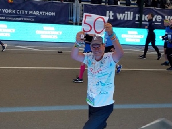 Steve Sodergren, a math instructor at Allens Burlingame campus, ran the New York City Marathon last month, completing a personal goal of 50 marathons in 50 states.