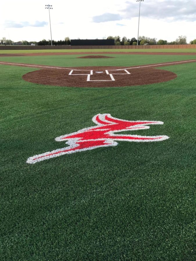 This photo shows what the final result of the turf installation will look like on both baseball and softball fields.