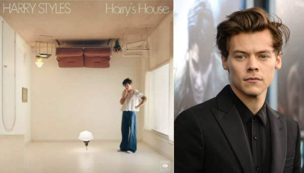 Left: Harrys House album cover.  Right: Harry Styles